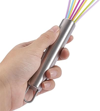 Manual Silicone Whisk Manual Eggs Beater Durable Kitchen Pastry Tools Cake Baking Utensil Mixer for Baking and Cooking, 12 inches, Pink