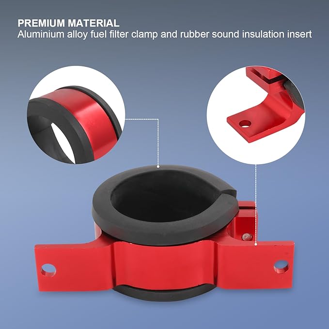 JDMSPEED Universal Car Fuel Pump Fuel Filter Mounting Bracket,Fuel Pump Clamp Holder Suitable for Fuel Pumps, Fuel Filters and Other Parts (50MM Red)