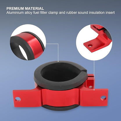 JDMSPEED Universal Car Fuel Pump Fuel Filter Mounting Bracket,Fuel Pump Clamp Holder Suitable for Fuel Pumps, Fuel Filters and Other Parts (50MM Red)