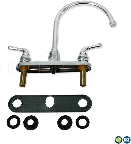 Highcraft 393I9 Kitchen Faucet Without Spray, High Arc Swivel Spout Two Easy to Operate Metal Handles, Chrome Finish Lead-Free Construction 2.2 GPM Flow Rate
