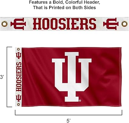 College Flags  Banners Co. Indiana Hoosiers Printed Header 3x5 Foot Banner Flag