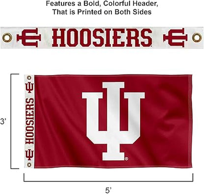 College Flags  Banners Co. Indiana Hoosiers Printed Header 3x5 Foot Banner Flag