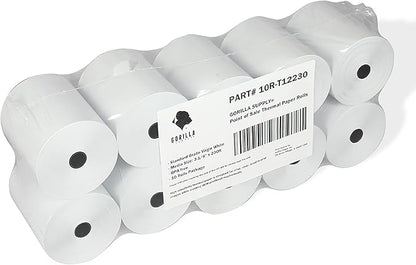 (10) Gorilla Supply 55gsm 3 18 x 230 Thermal Paper Receipt Roll Clover Station Solo Duo TM-T88 T20 T90 Bixolon SRP-350 370, 3.125 x 230 ft Cash Register Paper, BPA Free, 10 Rolls