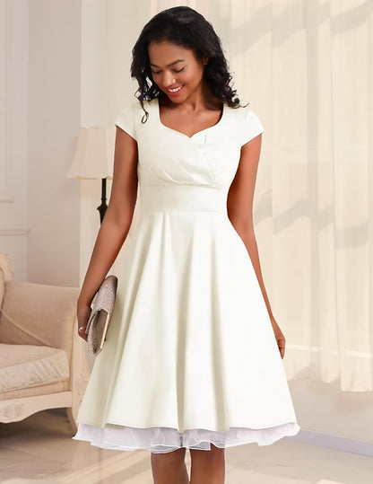 Bbonlinedress Womens 1950s Vintage Summer Cocktail Dress 50s 60s Retro Rockabilly Tea Party Swing Dress