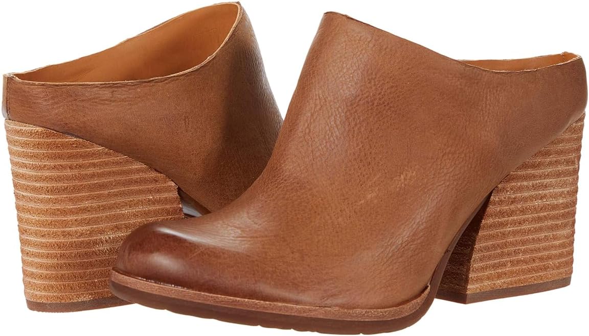 Dystralix Women Beige High Chunky Stacked Heel Mules Round Closed Toe Heeled Sandals Slip On Block Heels Matte Backless Booties Burnished Dressy Vintage Party Office Lady Slide Slippers Matte Brown size 8