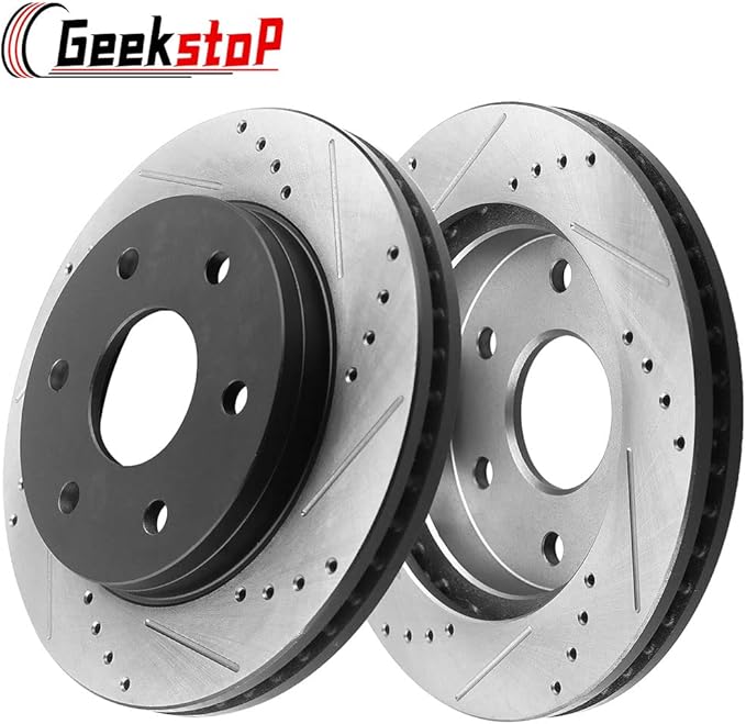Drilled  Slotted Front Brake Rotors fits for 1999-2006 Chevy Silverado 1500, GMC Sierra 1500, 2000-2006 Chevy Tahoe, Chevy Suburban, GMC Yukon, 2002-2006 Chevy Avalanche, Cadillac Escalade