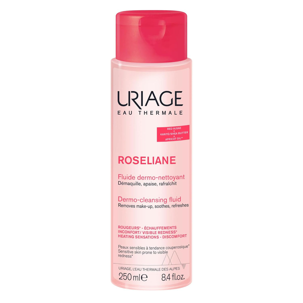 Uriage Roseliane Dermo-Cleansing Fluid, Face Cleanser With Calendula, Rose & Apricot Kernel Oil, Removes Makeup, Gel-Textured Lotion, Paraben-Free