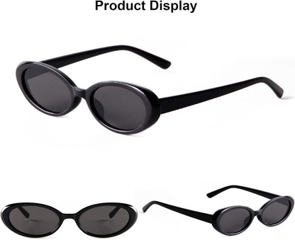 Oval Sunglasses for Women,90s Retro Small Trendy Shades Vintage Chic Cute,Skinny,Lightweight,Comfortable Fit,UV400 Protection,Daily Driving,Beach Trips,Everyday Wear,Street Style