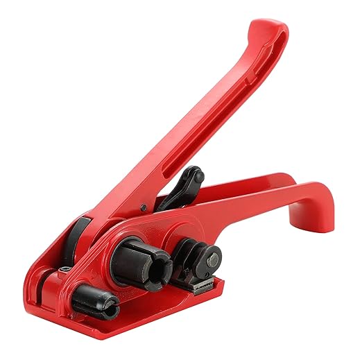 Poly Strapping Tensioner & Cutter Manual Strapping Tools Heavy Duty Manual Strapping Tensioner Cutter Cord Strapping Machine Windlass for 1/2" -3/4" Width Polyester Polyproplyn Strap (Red)