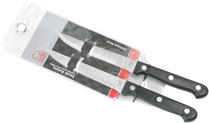 Chef Craft Select Steak Knife Set, 4.5 Inch Blade 8.25 Inches In Length 2 Piece Set, Stainless SteelBlack