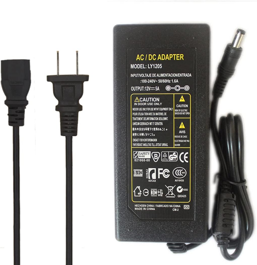 JOYLIT 12V 5A 60W AC to DC Power Supply Adapter