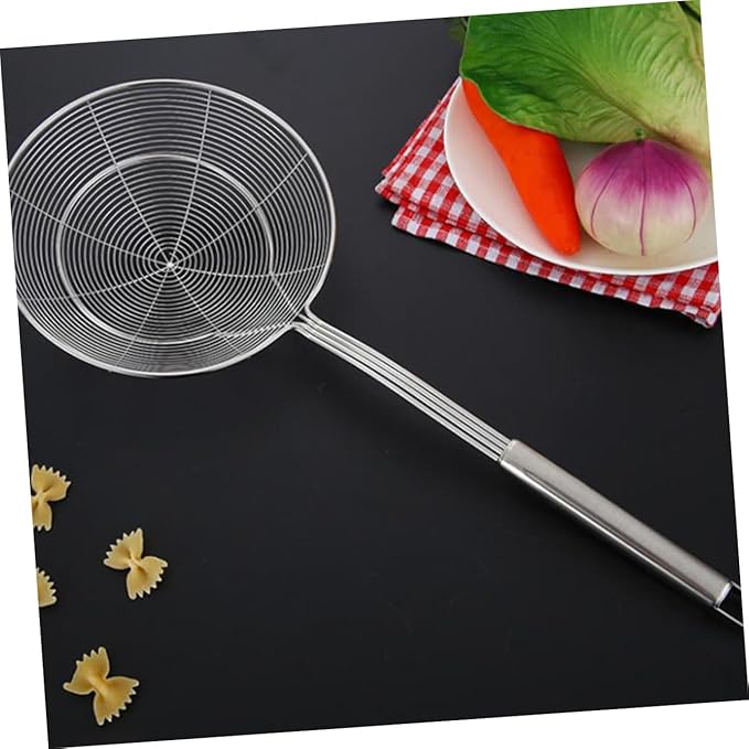 IMIKEYA 1pc Stainless Steel Wire Skimmer Strainer Spoon Fine Mesh Colander for Home Restaurant Use Heat Resistant Design Easy to Clean Store Dishwasher Safe Ergonomic Handle Hanging