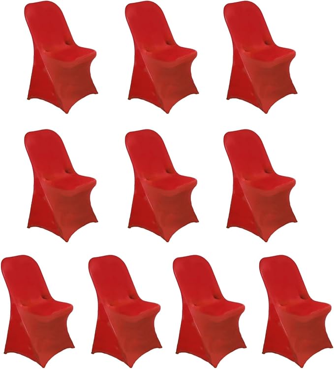Efavormart 12 Pack Red Spandex Folding Slip On Chair Covers, Stretch Fitted Chair Covers - 160 GSM