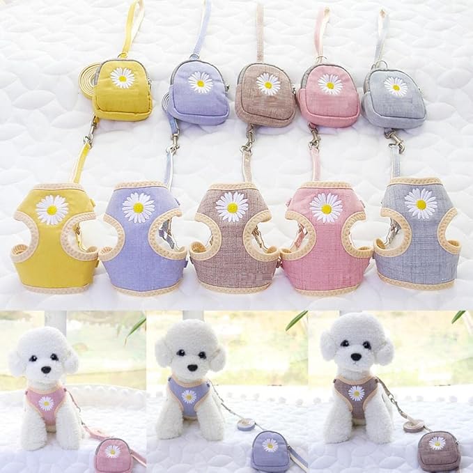 Dog Cat Harnesses Set Dog Harness and Leash Set Breathable Adjustable Bag Pet Harness for Small Medium Dog Cats Vest Dog Supplies E S