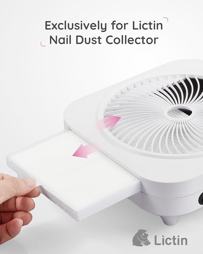 Lictin Nail Dust Collector Filters, Reusable Filter for Nail Dust Vacuum Cleaner, 2-Pack Pull-Out Design Nail Drill Dust Catcher