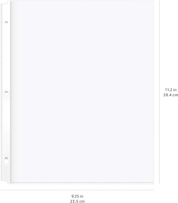 Basics Durable Clear Sheet Protectors for 3 Ring Binder, 8.5 in x 11 in, 3 holes, 200 Pack