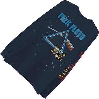 Pink Floyd Mens Concert Shirt Dark Side of The Moon - Vintage Long Sleeve Tee with Sleeve Print