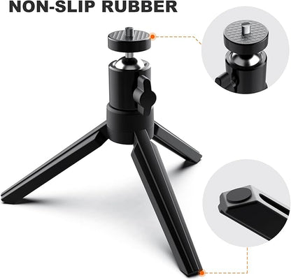 Mini Projector Tripod, Didbynm 6.3 Inch Compact Desktop Tripod Stand Universal 14 Screw Ballhead Pocket Tripods Stand for Mini ProjectorCameras Smooth 4, Osmo Mobile, Vimble 2