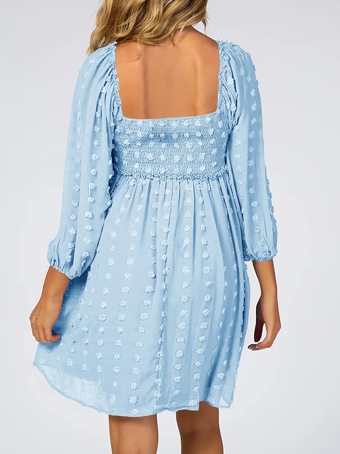 Listicle Women's Long Sleeve Maternity Dress Square Neck Swiss Dot Casual Loose Short Dresses