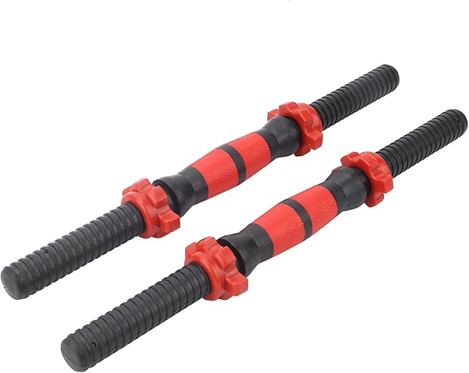 Barbell Bars, Rubber Dumbbell Bars Weight Lifitng 2Pcs 40CM with 4Pcs Nuts for Exercises for Training