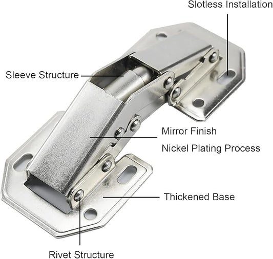 2 Pack Kitchen Cabinet Door Hinges, Concealed Cupboard Door Hinges, Surface Mount Hinges, Hidden Hinges for Cabinet Doors Frameless