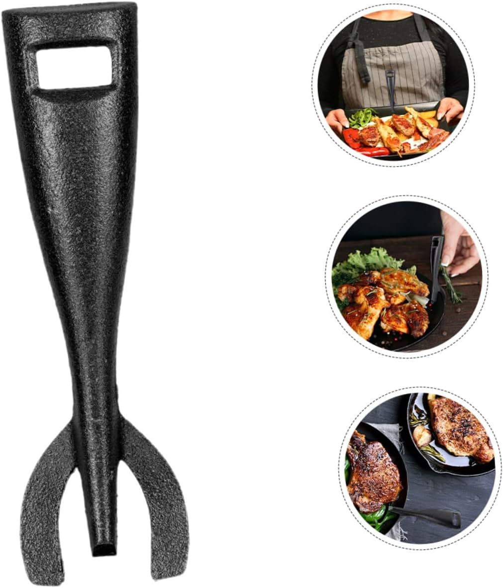 Cabilock 2pcs Cast Iron Teppanyaki Clip Set Heat Resistant BBQ Tongs for Steak and Grilling Kitchen Tool for Safe Handling of Hot Plates and Dishes
