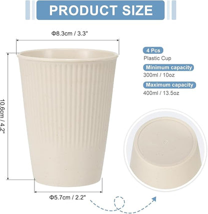 uxcell 4 Pcs Simple Toothbrush Cup, 3.3 x 3.3 x 4.2 Dishwasher Safe Bathroom Tumbler Reusable Plastic Cup Set for Storing Toothpaste Combs, Beige