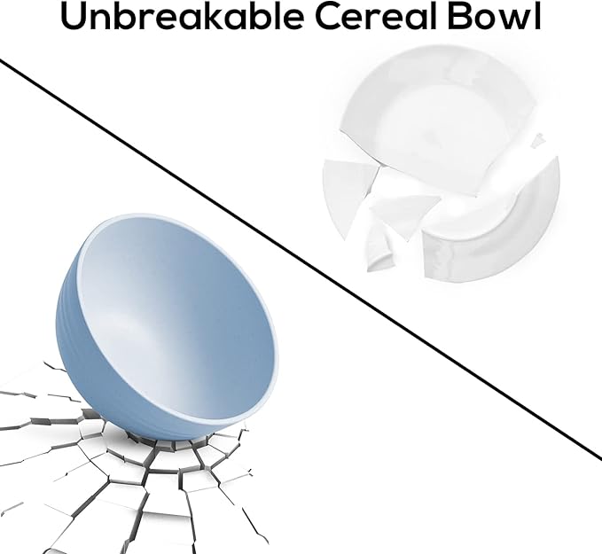 Numkey 26 oz Set Of 4 Salad bowls Small wheat straw bowls for kitchen Soup bowls Breakfast cereal bowl Unbreakable Lightweight DishwasherMicrowave safe BPA Free (Beige)
