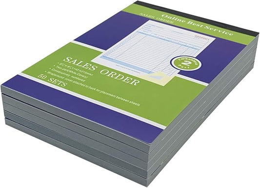 5 Pack Large Sales Order Book Receipt Invoice Duplicate Carbonless 50 Sets 5.916" X 8.716"