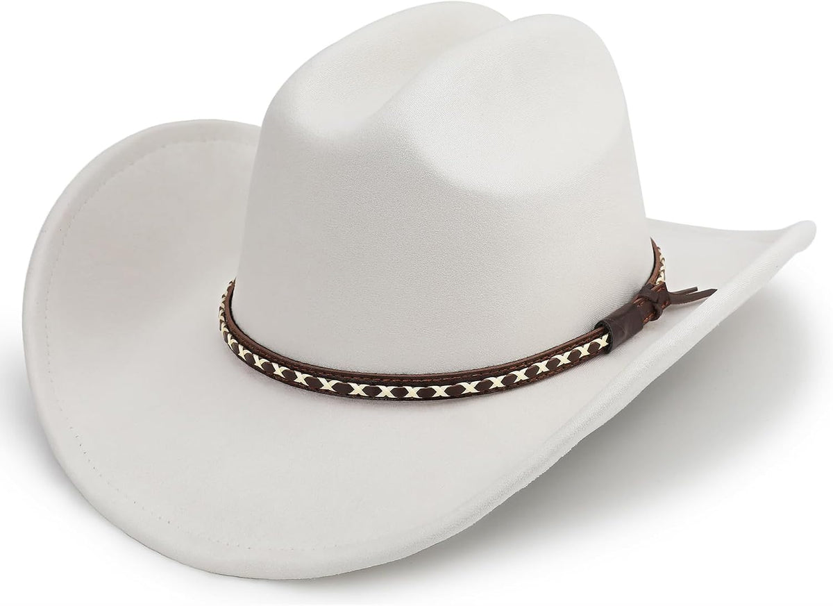 Classic concave-top cowboy hat, ethnic suede hat with belt, unisex couple's hat, western cowboy style