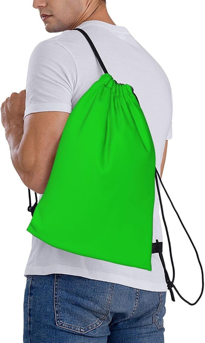 green Drawstring Backpack, Small Gym Bags for Men Women, String Backpack Sports Sackpack