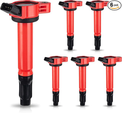 ENA Pack of 3 Red Ignition Coil 2007 2008 2009 2010 2011 2012 2013 2014 2015 Compatible with Lexus Toyota ES350 GS300 GS350 Highlander Camry Sienna Evora Coils for 90919A2007 9091902251 UF487 C1601