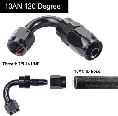 10AN Hose End Fitting 120 Degree Swivel for CPE Braided Fuel Hose Line 1PC