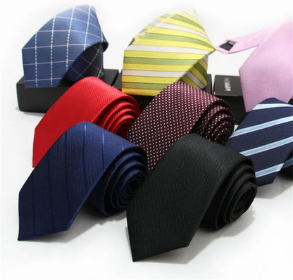 Men's 7Cm Striped Dot Necktie Formal Wedding Business Ties Textured Wool for Men