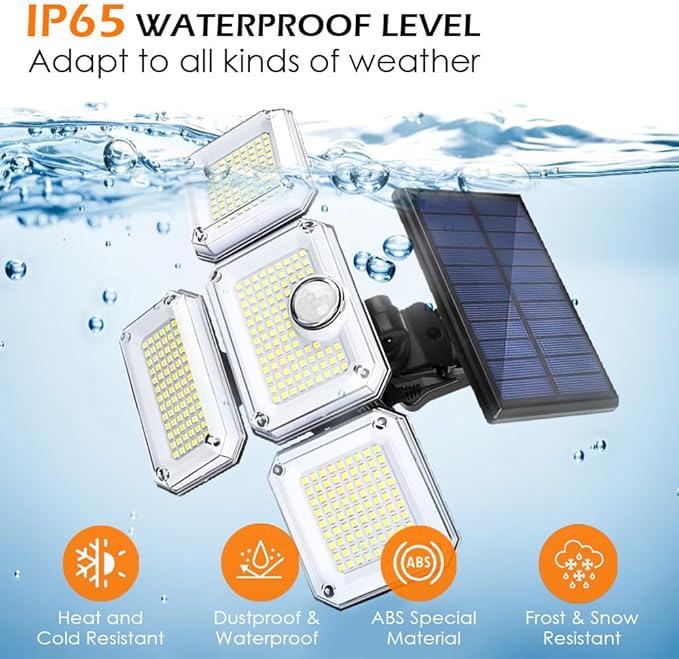 Solar Outdoor Lights with Motion Sensor, 333 LEDs Wide Angle Solar Lights,1200LM 3 Modes Solar Lights 270°,7700K Daylight White Remote Control IP65 Waterproof Wall Light for Garage, Yard