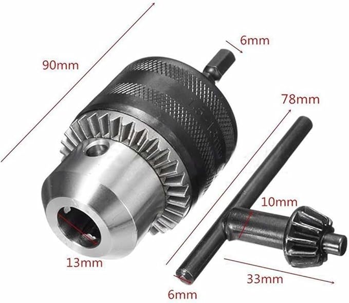 1.5-13mm Capacity Drill Chuck, 1/2-20UNF Mount Impact Driver Bits Chuck Conversion 1/4" Hex Shank Quick Connect Change Adapter Converter with Chuck Key