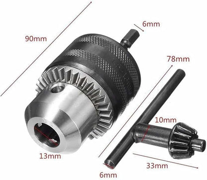 1.5-13mm Capacity Drill Chuck, 1/2-20UNF Mount Impact Driver Bits Chuck Conversion 1/4" Hex Shank Quick Connect Change Adapter Converter with Chuck Key