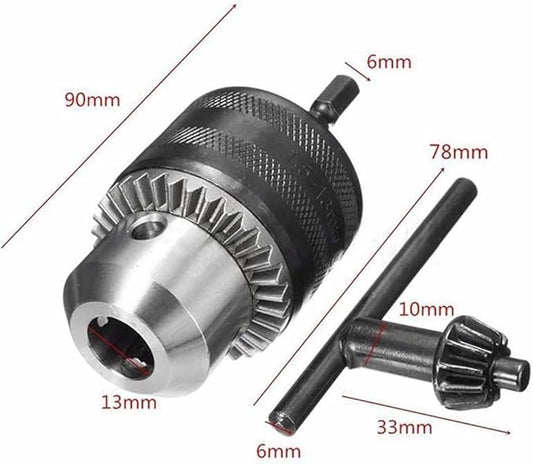 1.5-13mm Capacity Drill Chuck, 1/2-20UNF Mount Impact Driver Bits Chuck Conversion 1/4" Hex Shank Quick Connect Change Adapter Converter with Chuck Key