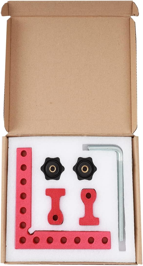 Kipokalor squares Right Angle Clamps, one set of 140mm Aluminium Alloy 90 Degree positioning Woodworking Carpenter tool corner Clamping square for Picture Frame Box Cabinets Drawers (3, 140mm)