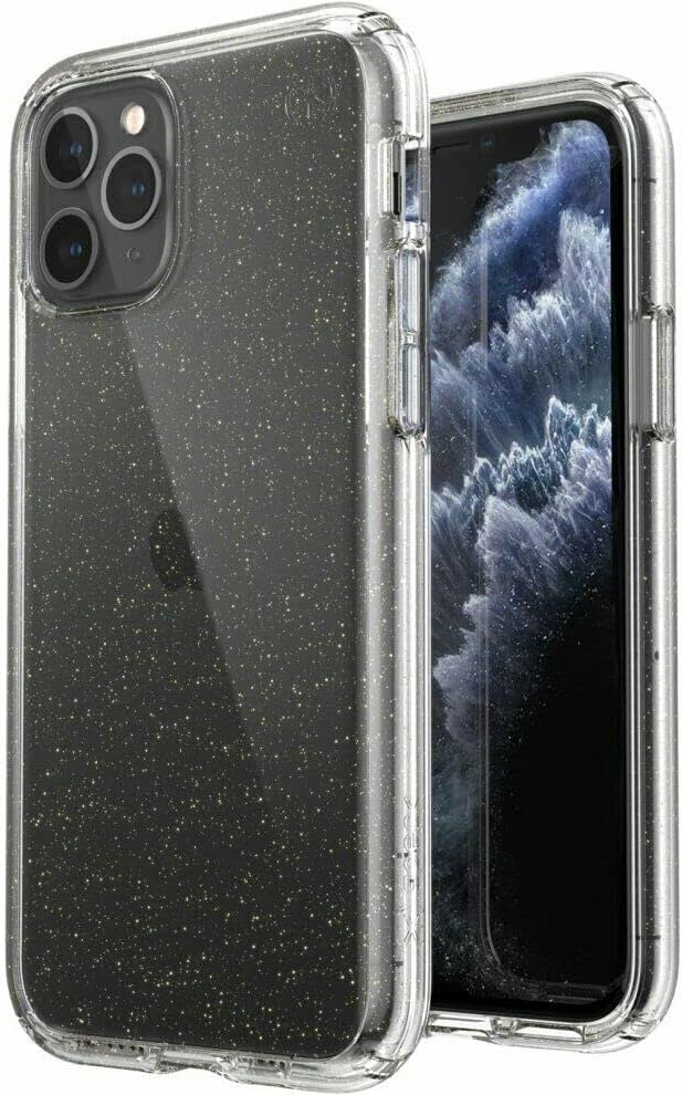 Speck Products Presidio Perfect-Clear Glitter iPhone 16e/15/14/13 PRO Case, Clear with Gold Glitter/Clear