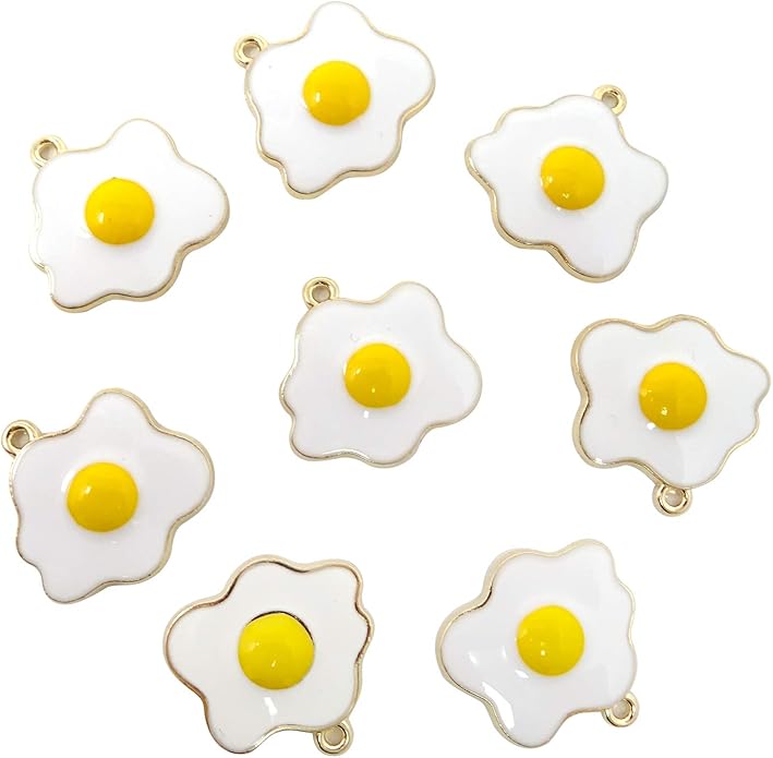 Honbay 20PCS Enamel Alloy Fried Eggs Pendant DIY Craft Jewelry Making Accessory
