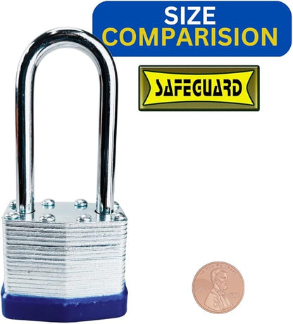 SAFEGUARD 40mm/1.57" High-Security Long Shank Laminated Padlock with Hardened Shackle and Copper Lock Cylinder