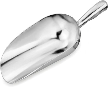 New Star Foodservice 34547 One-Piece Cast Aluminum Round Bottom Bar Ice Flour Utility Scoop, 24 -Ounce, Silver (Hand Wash Only)