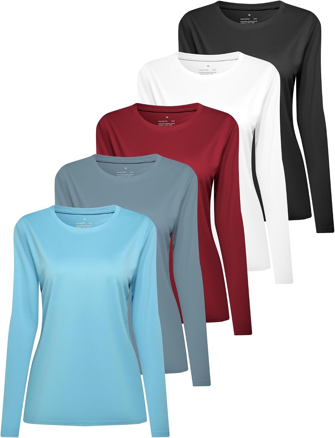 HovSiyla 5 Pack Women Long Sleeve Shirts Running UV Rash Guard Casual Tops Sun Protection Workout Hiking T Shirts for Women
