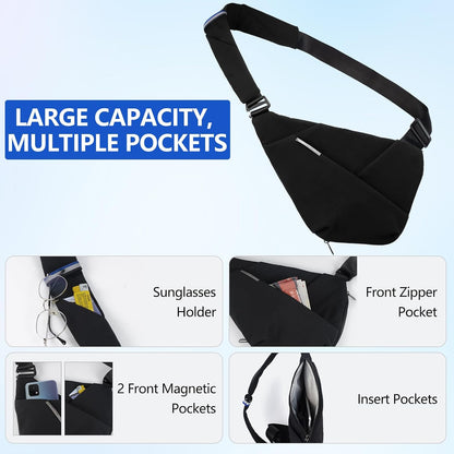 Crossbody Bags For Men, Lightweight Crossbody Sling Backpack, Sling Bag Anti Thief Chest Bag Daypack For Travel Hiking (Black)