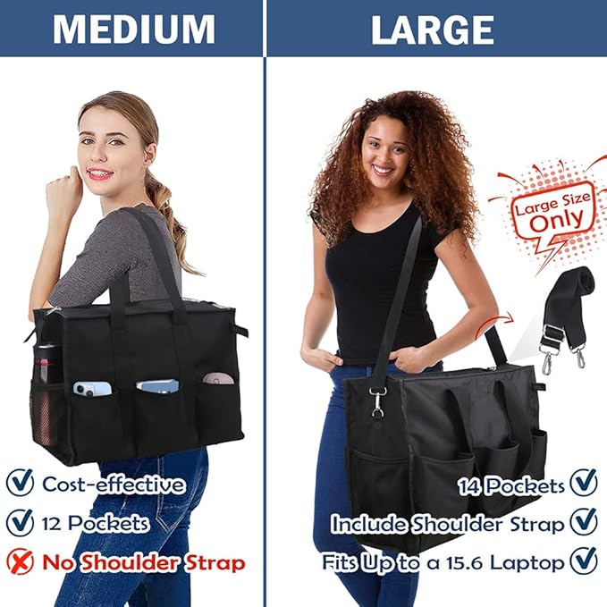 ABAMERICA Nurse Bags for Work: Multiple Pockets, Waterproof, Organizing Zip Top Clinical Bag for Nursing Students