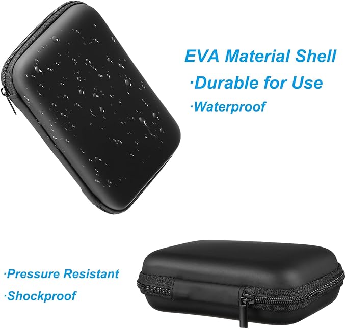 PATIKIL 6.69x3.54 Electronic Organizer Case, 1Pcs EVA Hard Waterproof Rectangle Travel Carrying Case with Zipper for Digital Multimeter, Camera, Charger Cord, Earphone, Black