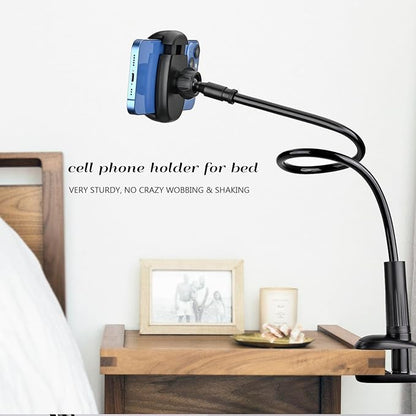 TONDA Phone Holder for Bed Desk, Gooseneck Phone Holder Stand with 33 inch Adjustable Flexible Long Arm Clip Clamp Bracket Mount for iPhone 15 Pro Max XR X 8 7 6 or Other 4-7" Devices