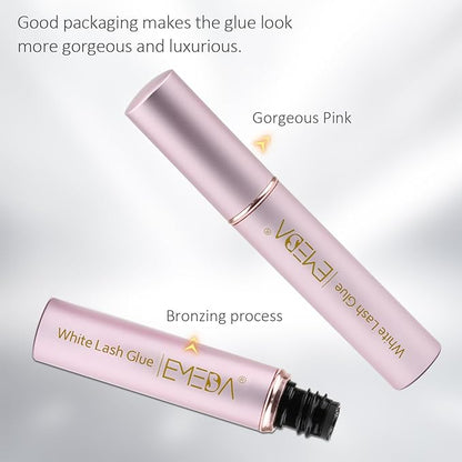 EMEDA Eyelash Glue for False Lashes Super Strong Hold Long Lasting 24H Waterproof Latex Free Best Lash Glue Eyes Strip White Clear Adhesive 5ml 0.17oz