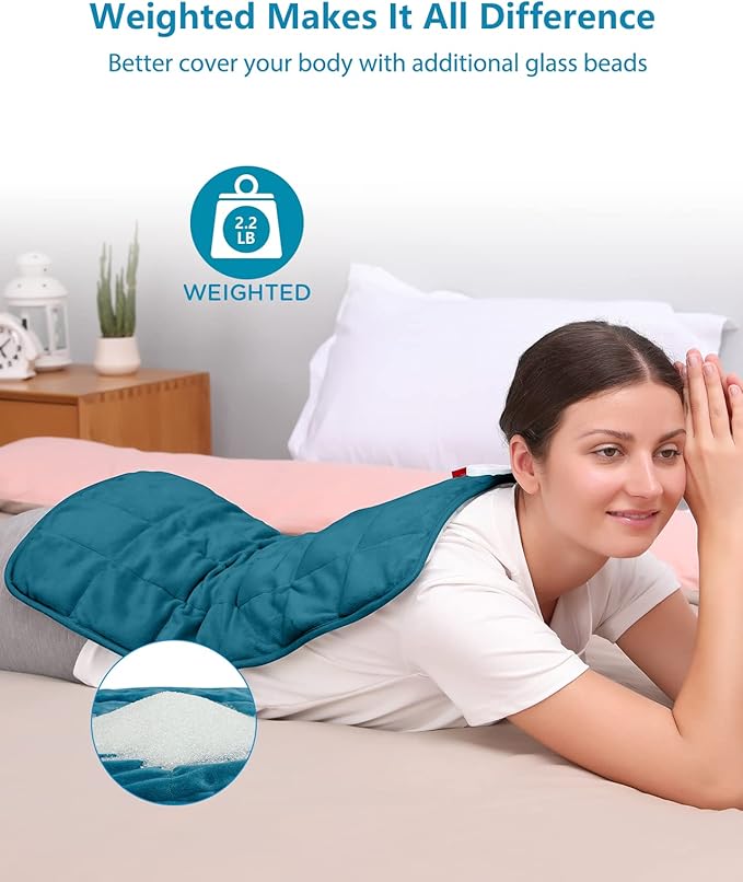 Comfytemp Weighted Heating Pad for Back  Cramps, 2.2lb Electric Neck Shoulder Heat Pad for Pain Relief, FSA HSA Eligible, Valentines Day Gifts for Her Him Wife Husband, 2H Auto-Off, 12x24, Washable